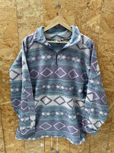 Vintage 90s lilac grey aztec crazy pattern qtr zip fleece size medium by snap